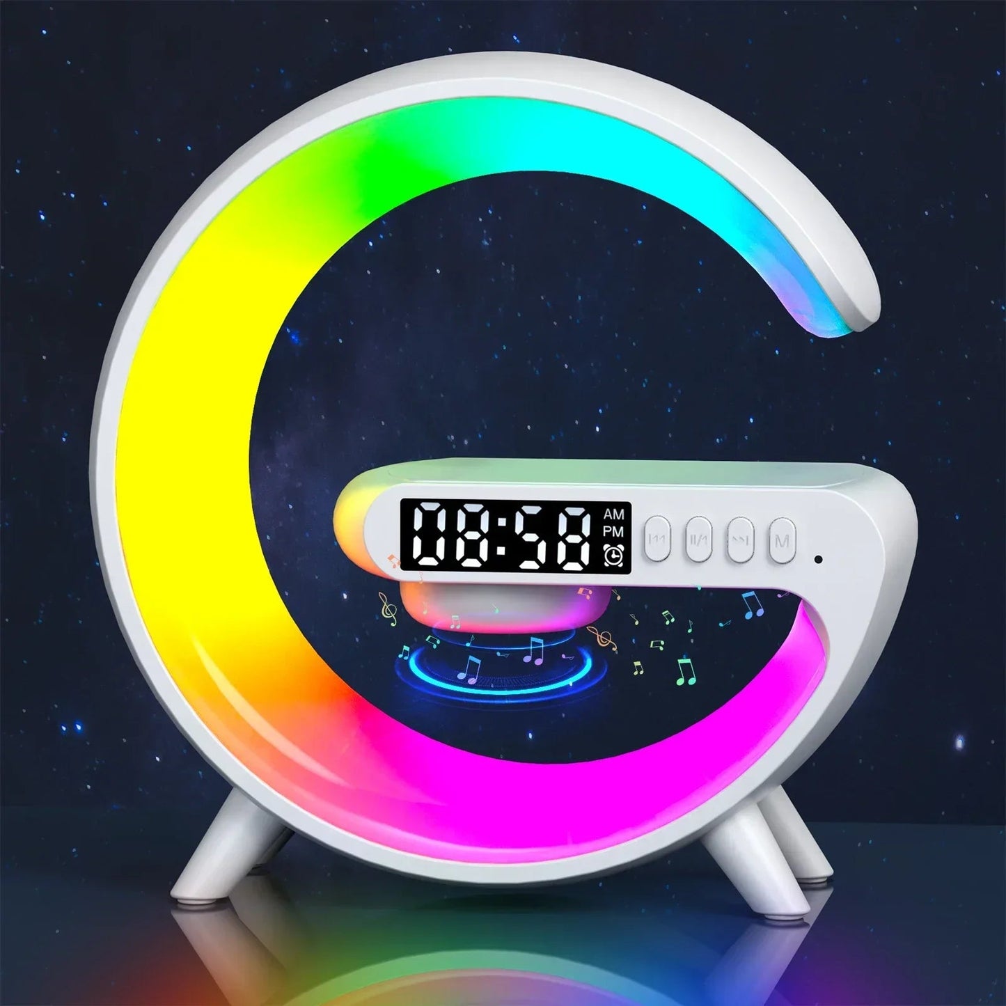 Mini Wireless Charging Bluetooth Speaker | 15W Fast Charge, Alarm Clock & Ambient Light - Katchy Vibez