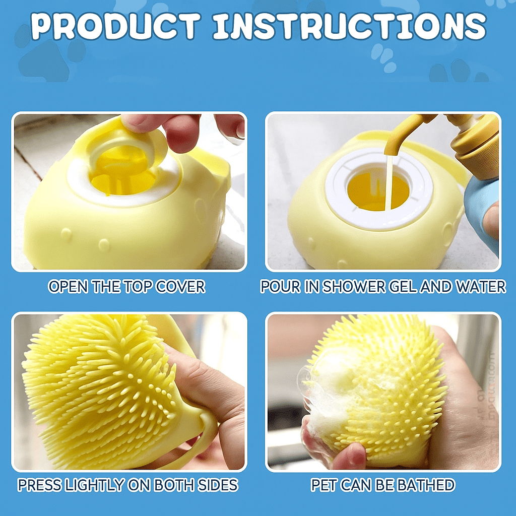 Pet Bathing Brush – Grooming + Massage + Shampoo in One - Katchy Vibez