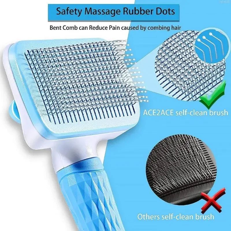 Pet Grooming Brush | One - Click Self - Cleaning Design - Katchy Vibez
