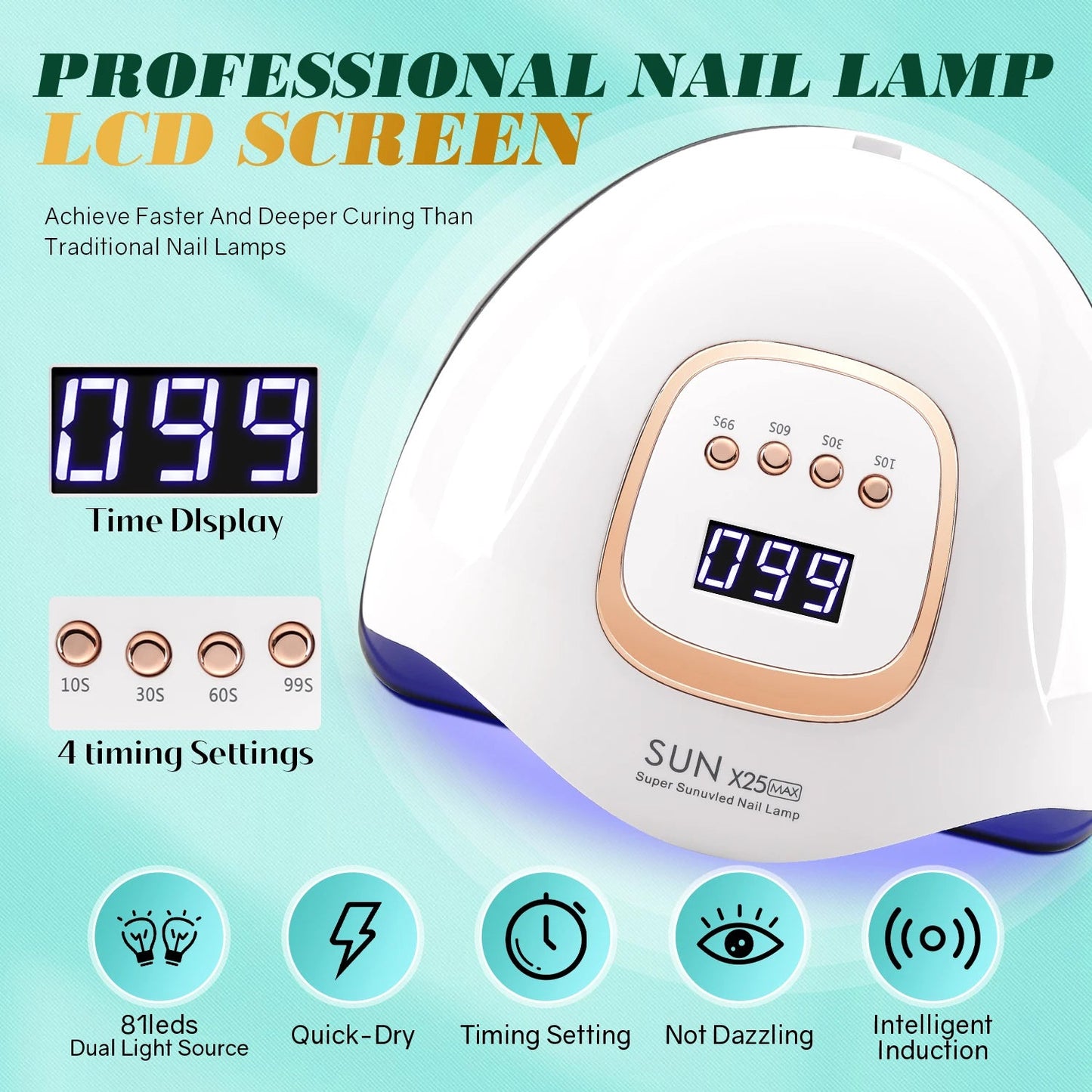 Professional UV LED Nail Lamp | 81 LEDs, Auto Sensor, 4 Timer Modes - Katchy Vibez