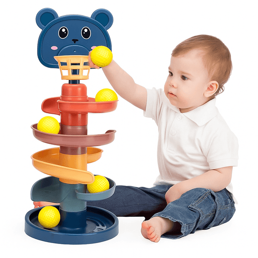 Rolling Ball Tower Toy – Stackable Spin Track for Babies & Kids - Katchy Vibez