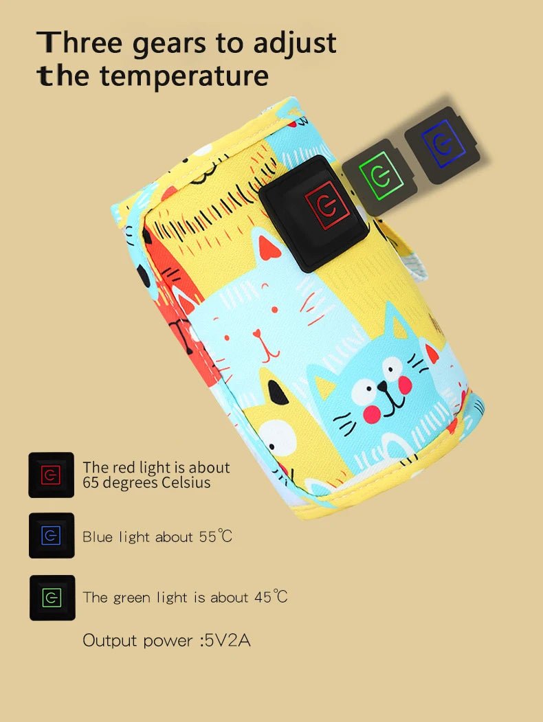 🔗USB Baby Bottle Warmer | 3 - Level Temp Control & Portable Heating Pouch - Katchy Vibez