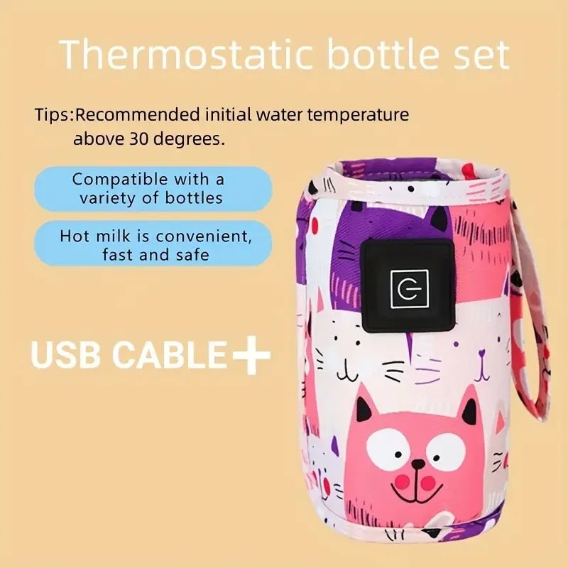 🔗USB Baby Bottle Warmer | 3 - Level Temp Control & Portable Heating Pouch - Katchy Vibez