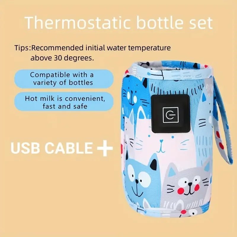 🔗USB Baby Bottle Warmer | 3 - Level Temp Control & Portable Heating Pouch - Katchy Vibez