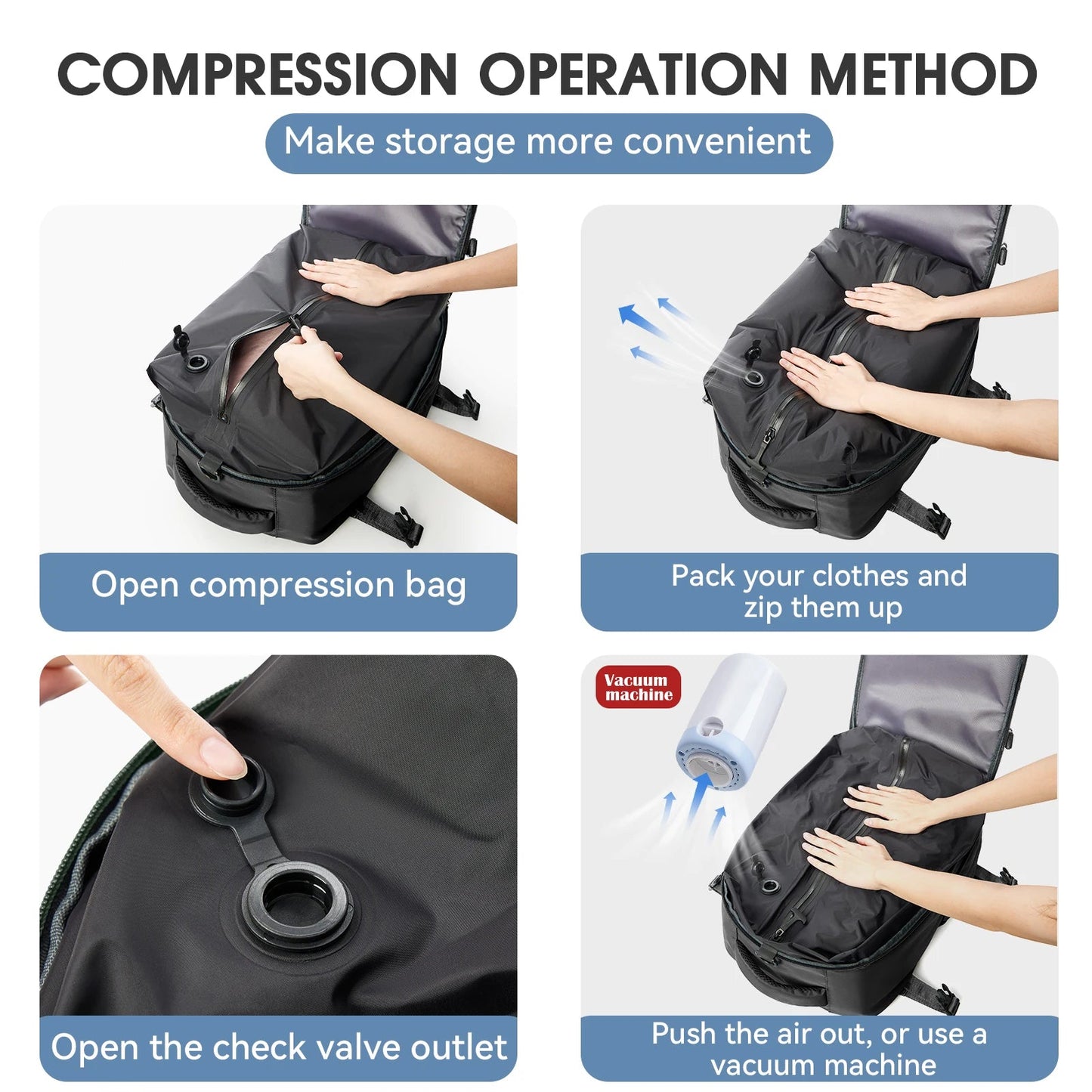 Vacuum Compression Travel Backpack | Pack More, Carry Less - Katchy Vibez