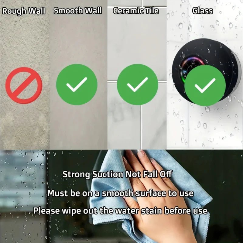 Waterproof Bluetooth Shower Speaker with Suction Mount & LED Lights - Katchy Vibez