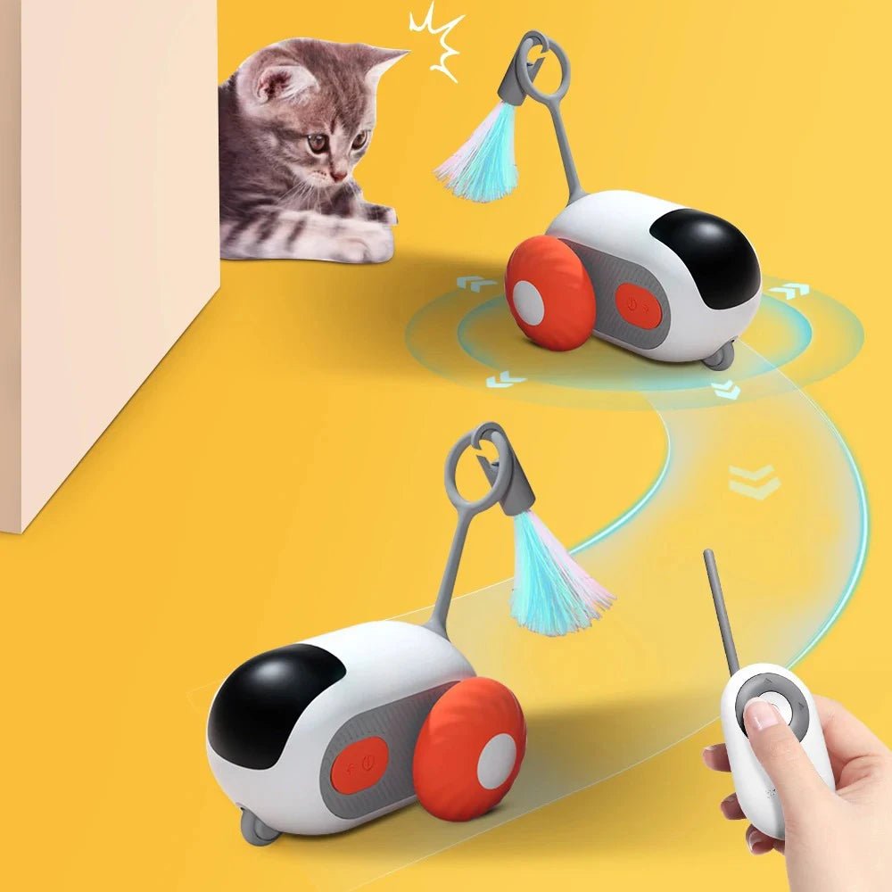 WhiskerChase™ – Smart Cat Toy Car with Auto & Remote Modes UC - Katchy Vibez